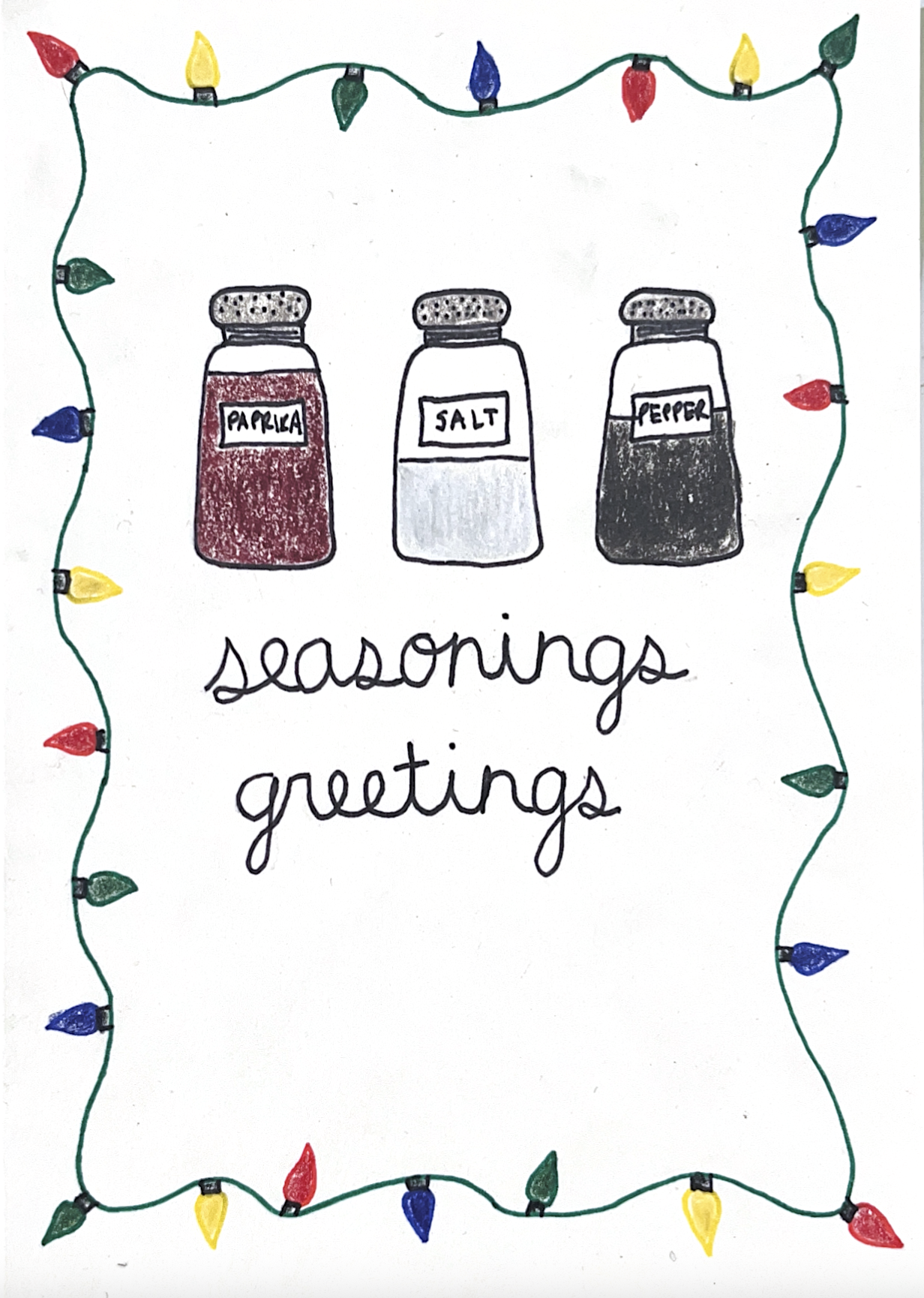 Seasonings Greetings — spice jars with holiday lights