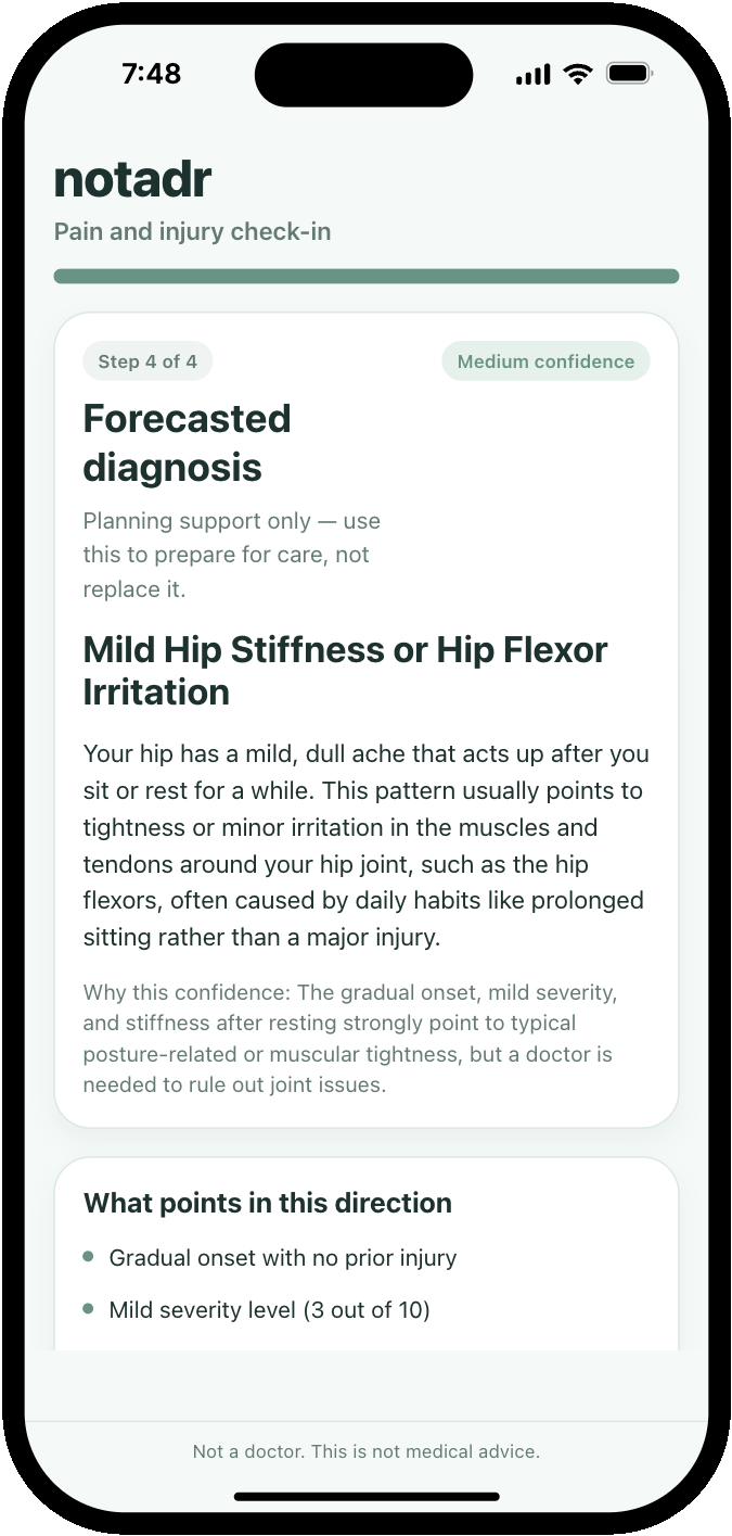 Forecasted diagnosis screen